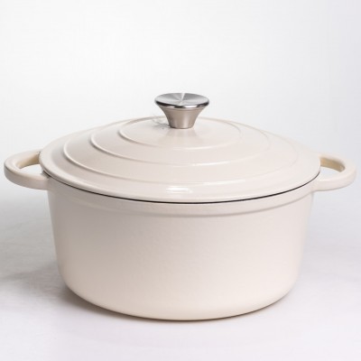 Кастрюля чугунная эмалированная 5 л, бежевый Yiwu HP-FLG-2 WHITE