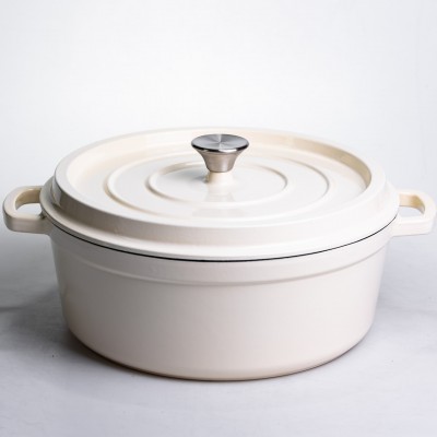 Кокотница чугунная эмалированная 7,5 л, бежевый Yiwu HP-FLG-7 WHITE