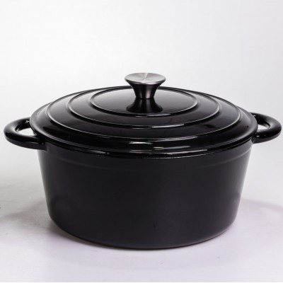 Кастрюля чугунная эмалированная 6,5 л, черный Yiwu HP-FLG-3 BLACK