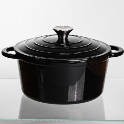Кастрюля чугунная эмалированная 4 л, черный Yiwu HP-FLG-1 BLACK