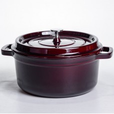Кокотница чугунная эмалированная 4,5 л, бургунди Yiwu HP-FLG-11 burgundy