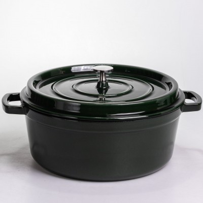 Кокотница чугунная эмалированная 6 л, малахит Yiwu HP-FLG-13 green
