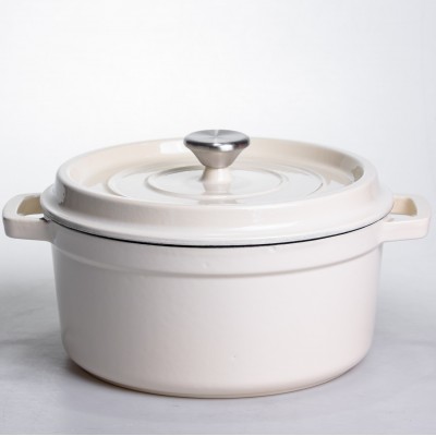 Кокотница чугунная эмалированная 4,5 л, бежевый Yiwu HP-FLG-4 WHITE