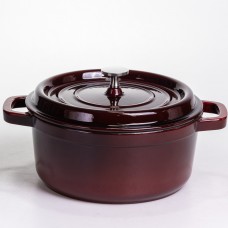 Кокотница чугунная эмалированная 4 л, бургунди Yiwu HP-FLG-10 burgundy