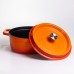 Кокотница чугунная эмалированная 5,5 л, оранжевый Yiwu HP-FLG-5 ORANGE