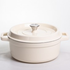 Кокотница чугунная эмалированная 5,5 л, бежевый Yiwu HP-FLG-5 WHITE