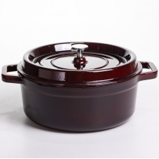 Кокотница чугунная эмалированная 6,5 л, бургунди Yiwu HP-FLG-12 burgundy
