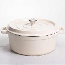 Кокотница чугунная эмалированная 6 л, бежевый Yiwu HP-FLG-6 WHITE