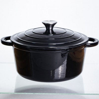 Кастрюля чугунная эмалированная 5 л, черный Yiwu HP-FLG-2 BLACK