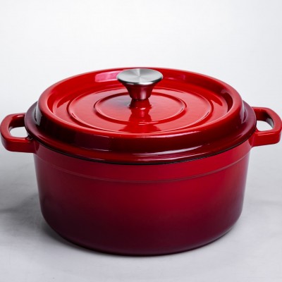 Кокотница чугунная эмалированная 4,5 л, красный Yiwu HP-FLG-4 RED
