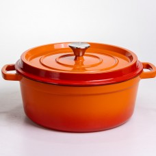 Кокотница чугунная эмалированная 6 л, оранжевый Yiwu HP-FLG-6 ORANGE