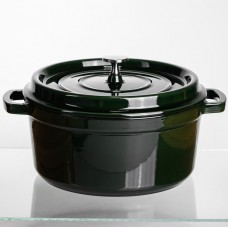 Кокотница чугунная эмалированная 4,5 л, малахит Yiwu HP-FLG-11 green