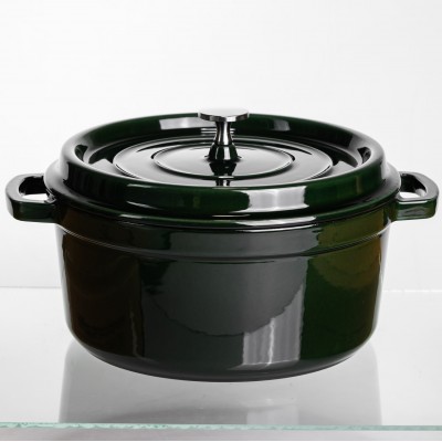 Кокотница чугунная эмалированная 4,5 л, малахит Yiwu HP-FLG-11 green