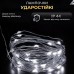 Гирлянда роса 20 метров USB на 200 led светодиодов капля белый провод белая USB200L20MWW