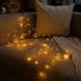 Светодиодная гирлянда Роса 5 метров на батарейках 50 led нить на белом проводе желтая 50L5MWY
