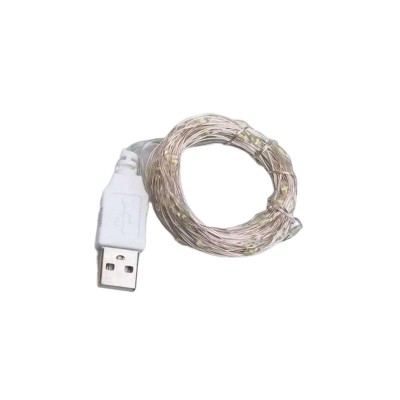 Гирлянда роса 10 метров USB на 100 led светодиодов капля белый провод желтая USB100L10MWY