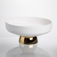 Фруктовница фарфоровая на золотой ножке 26 см Yiwu LB-1584B Фруктовница фарфоровая на золотой ножке 26 см Yiwu LB-1584B