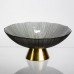 Фруктовница стеклянная «Gold & Grey» 24 см на золотой ножке Yiwu HP-34-118 Фруктовница стеклянная «Gold & Grey» 24 см на золотой ножке Yiwu HP-34-118