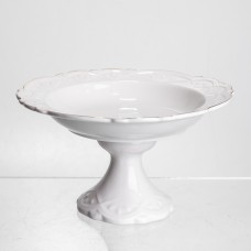 Фруктовница на ножке White Square 21.5 см, фарфоровая круглая Yiwu 120-YH-HG056