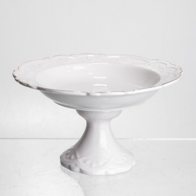 Фруктовница на ножке White Square 21.5 см, фарфоровая круглая Yiwu 120-YH-HG056