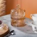 Конфетница стеклянная с крышкой Ø 10 см двухъярусная конфетница коричневая HP-YH-74