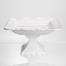 Фруктовница на ножке White Square 21,5*21,5 см фарфоровая квадратная Yiwu 120-YH-HG057