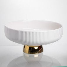 Фруктовница фарфоровая на золотой ножке 30 см Yiwu LB-1585B Фруктовница фарфоровая на золотой ножке 30 см Yiwu LB-1585B
