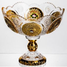 Ваза для фруктов стеклянная Gold Glass 22 см Yiwu HP-34-140
