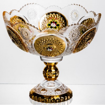Ваза для фруктов стеклянная Gold Glass 22 см Yiwu HP-34-140