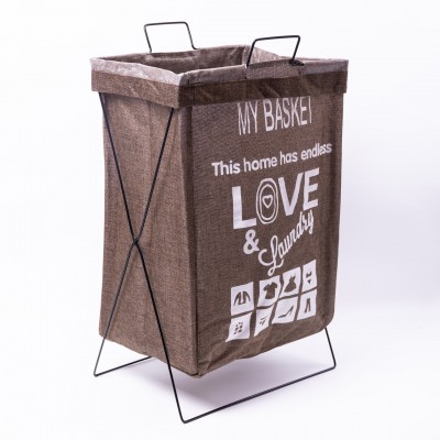 Корзина для белья на подставке 36×32×52 (см) мягкая Коричневая HP-41-11HAKI