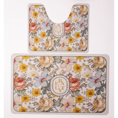 Набор ковриков для ванной Flowers 2 штуки 80*50 см/50*40 см диатомитовых Yiwu HP-42-174