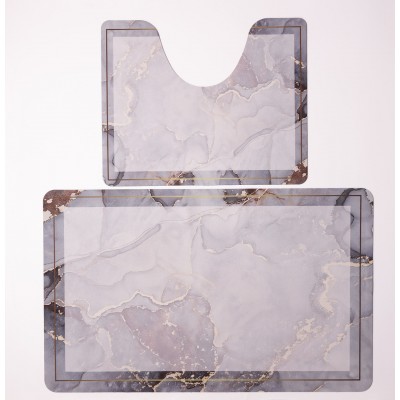Набор ковриков для ванной и туалета Grey Marble 50*80 / 40*50 см Yiwu HP-42-178