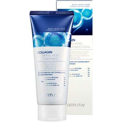 Пенка отшелушивающая FarmStay Collagen Water Full Moist Deep Cleansing Foam с коллагеном 180 мл