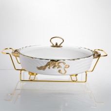 Мармитница фарфоровая Margaret 2 л для вторых блюд 35*25*6,2 см Yiwu YYSH1216