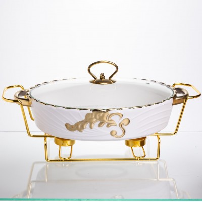 Мармитница фарфоровая для вторых блюд Margaret 1,5 л Yiwu YYSH1215