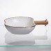 Тарелка фарфоровая глубокая с ручкой Яблоко 25×20×5 (см) с ручкой Золото ZJH-14-2