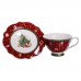 Фарфоровая чашка с блюдцем 250 (мл) Christmas Красная Yiwu HP-SDHK-14