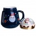 Чашка фарфоровая с крышкой Christmas 400 (мл) Синий Yiwu FM-CS-41B