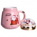 Чашка фарфоровая с крышкой Christmas 400 (мл) Розовый Yiwu FM-CS-41C