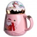 Чашка фарфоровая с крышкой Christmas 400 (мл) Розовый Yiwu FM-CS-41C