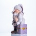 Новогодняя фигурка с подсветкой Девочка с медвежонком из фарфора 12×7×20 (см) новогодний декор для дома, квартиры на подарок