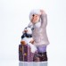 Новогодняя фигурка с подсветкой Девочка с пингвином из фарфора 9×10×19 (см) новогодний декор для дома, квартиры на подарок CR-5-6