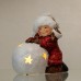 Новогодняя фигурка с подсветкой Девочка со снежным шаром из фарфора 12×7×12 (см) новогодний декор для дома на подарок Красный