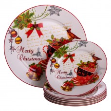 Набор новогодних тарелок из фарфора Merry Christmas 7 (шт) Ø26.5/19 см Yiwu HP-SDHK-13