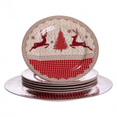 Набор новогодних тарелок из фарфора Christmas Magic 7 (шт) Ø26.5/19 см Yiwu HP-SDHK-12