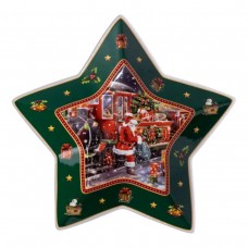 Блюдо сервировочное новогоднее для закусок Santa 25.5 (см) из фарфора HP-SDHK-20