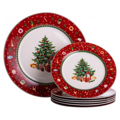 Набор новогодних тарелок из фарфора Christmas 7 (шт) Ø26.5/19 см Yiwu HP-SDHK-10