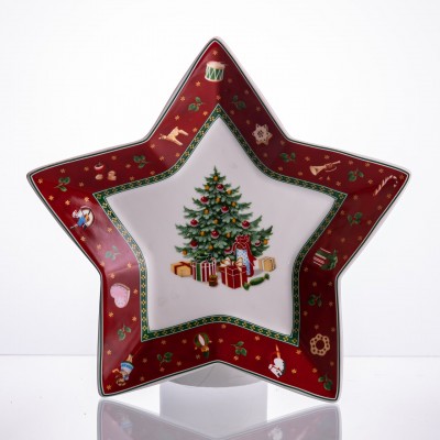 Блюдо сервировочное новогоднее для закусок Christmas 25.5 (см) из фарфора HP-SDHK-19