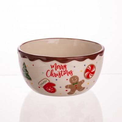 Тарелка суповая фарфоровая новогодняя Ø15 (см) Merry Christmas 800 мл CR-1-44