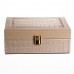 Шкатулка для украшений из эко кожи 10 отделений с зеркалом 20×14×8 см Золотистый HP-5-19GOLD